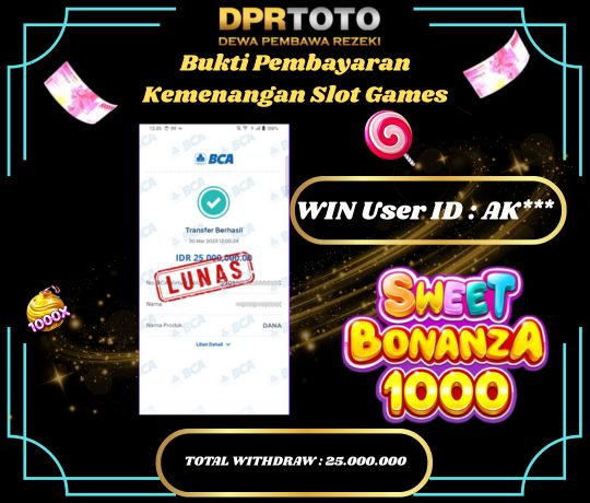 KEMENANGAN BESAR SLOT SWEET BONANZA 1000 Rp.25.000.000 - LUNAS